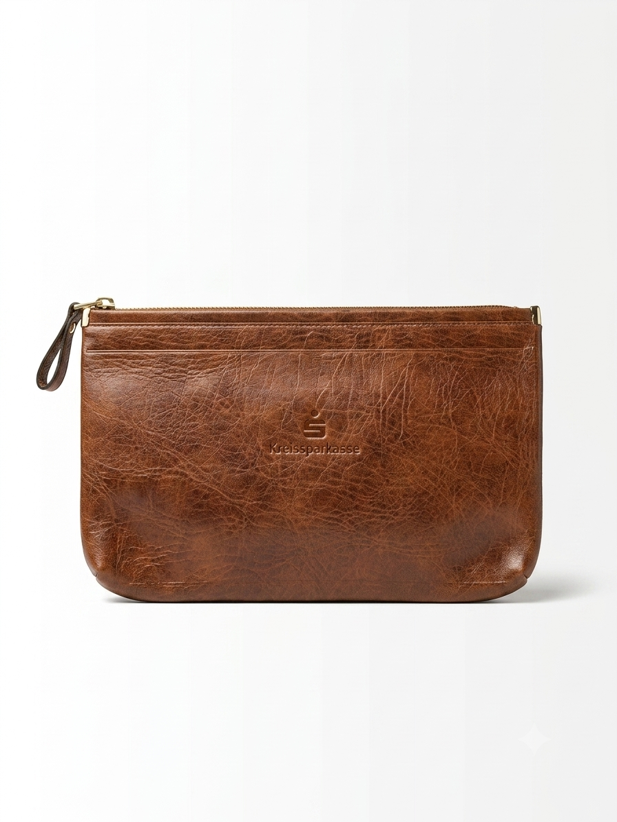 Large Brown Embossed Pouch