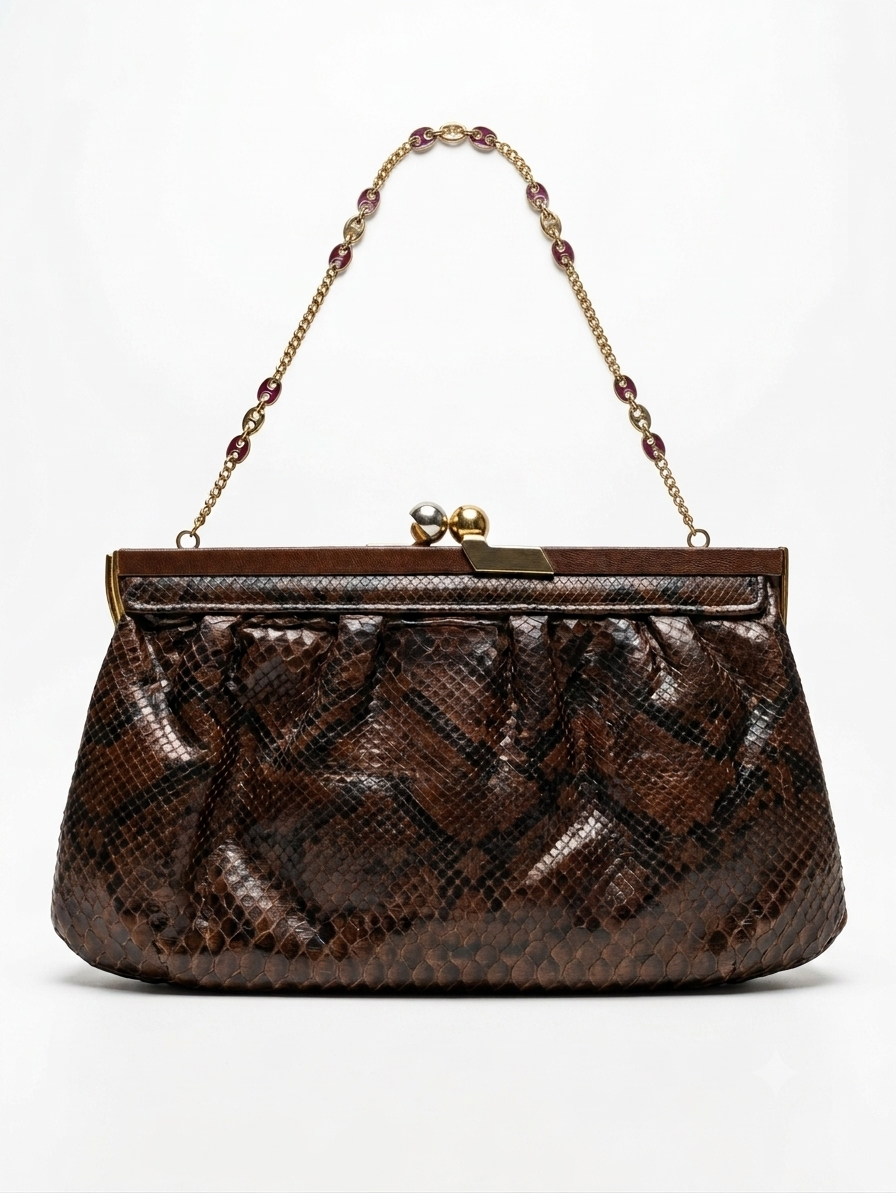 Snakeskin Leather Evening Bag