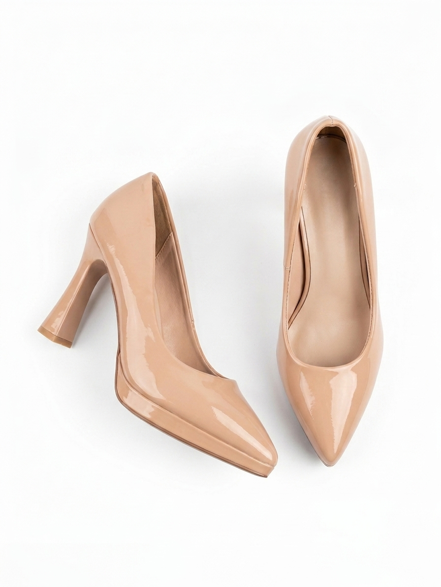 beige Patent Heels