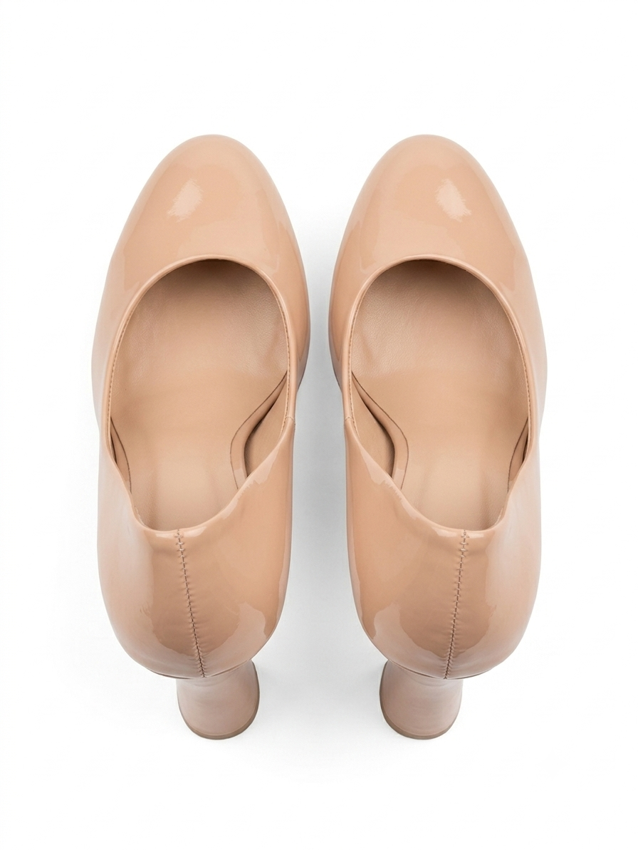 beige Patent Heels