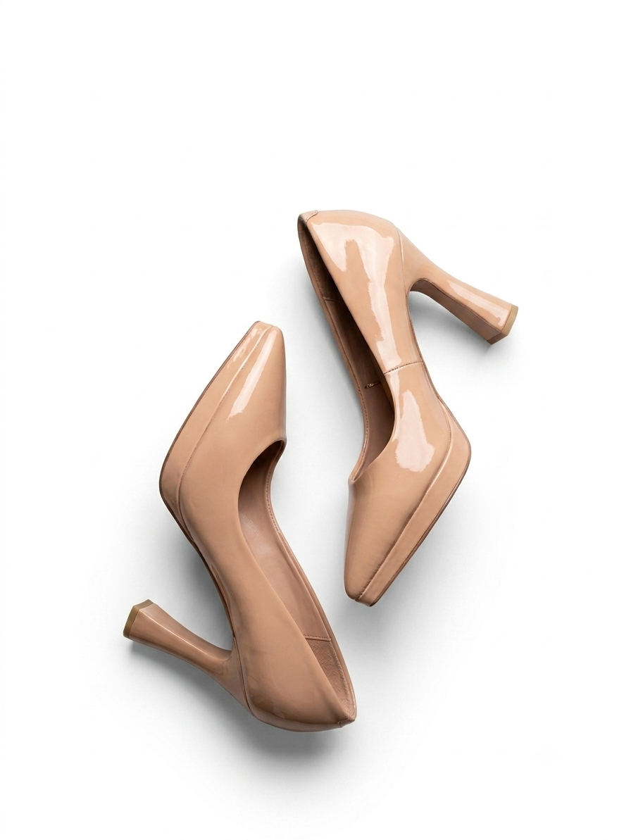 beige Patent Heels