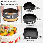 3-Piece Springform Cake Pan Set (24cm / 26cm / 28cm)