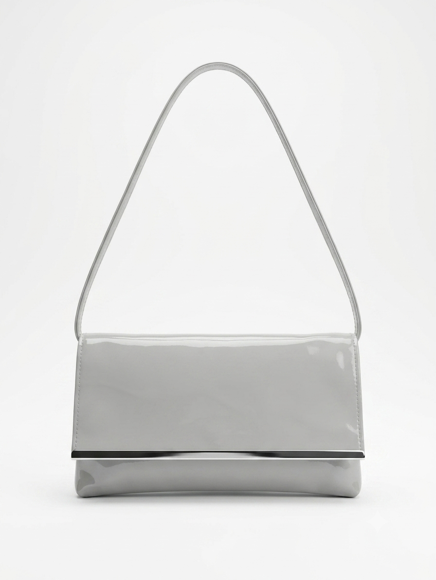 Glossy Silver Clutch