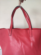 Red Faux Leather Tote