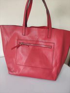 Red Faux Leather Tote