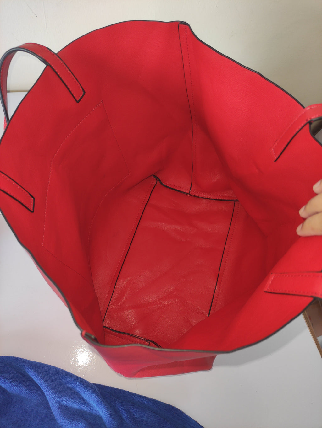 Red Faux Leather Tote