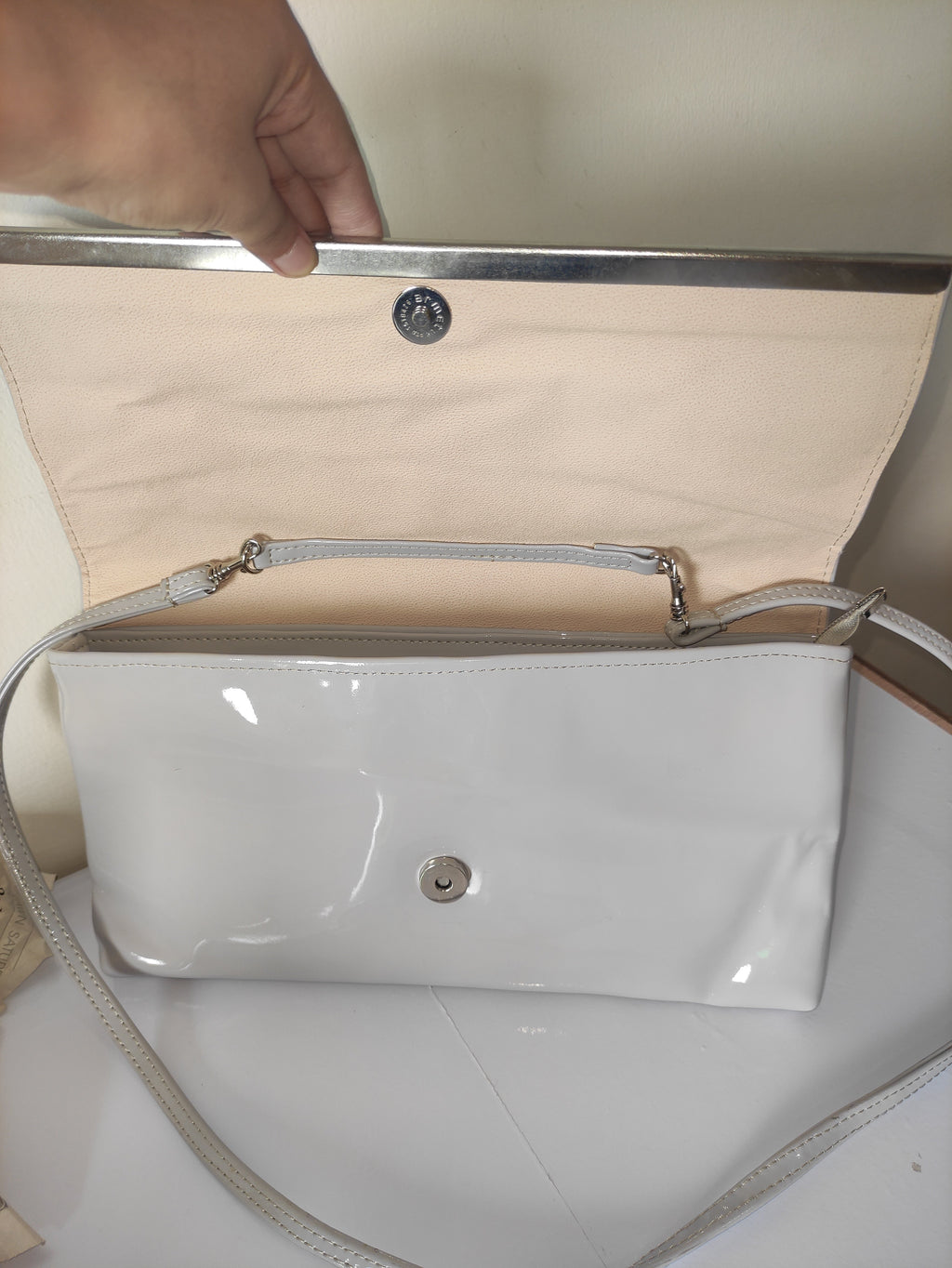 Glossy Silver Clutch