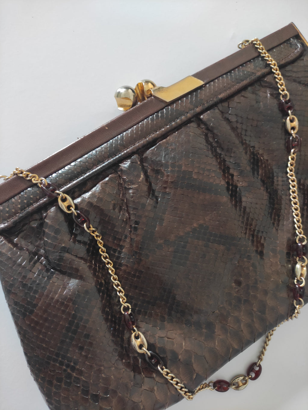 Snakeskin Leather Evening Bag