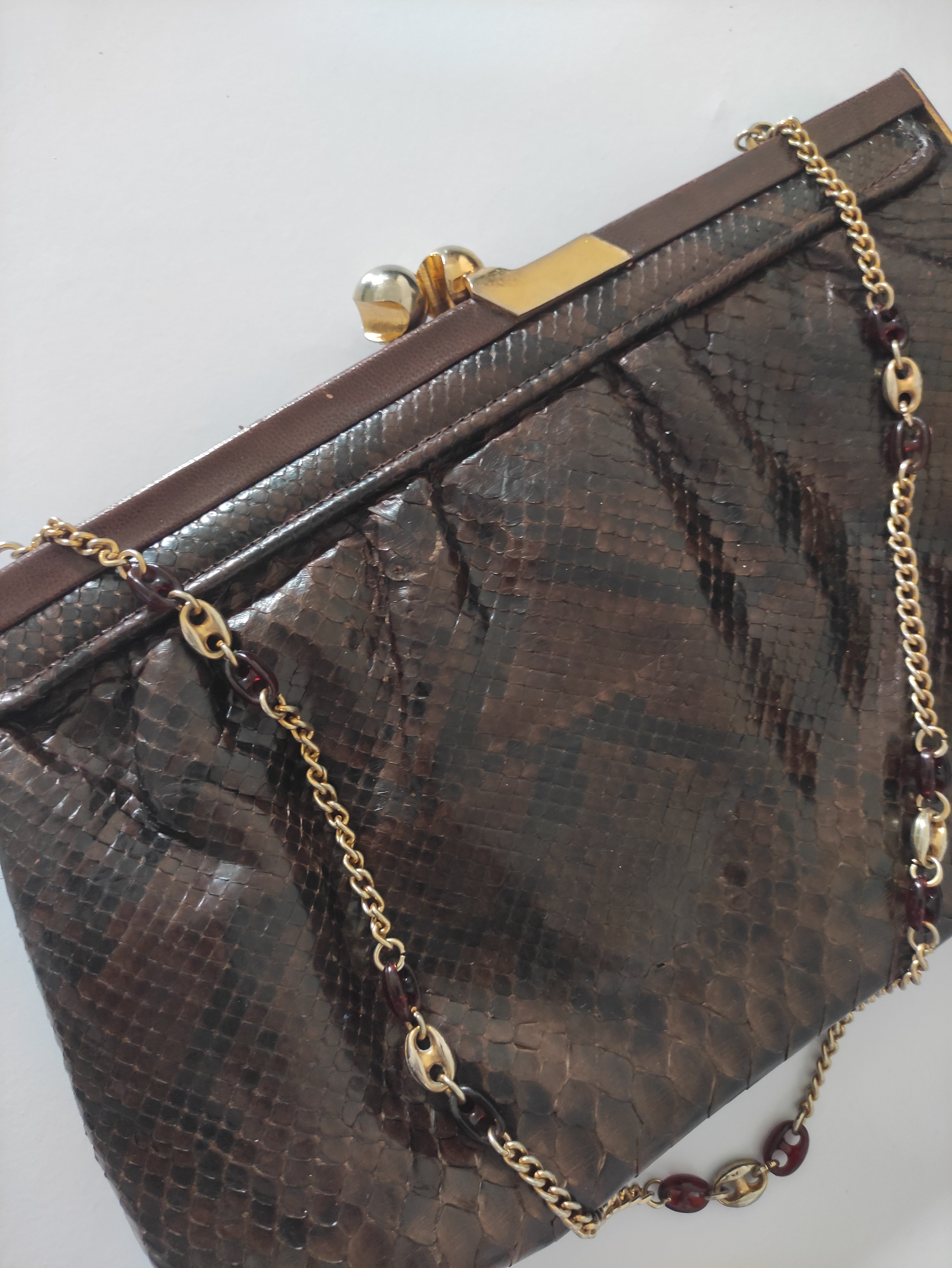 Snakeskin Leather Evening Bag