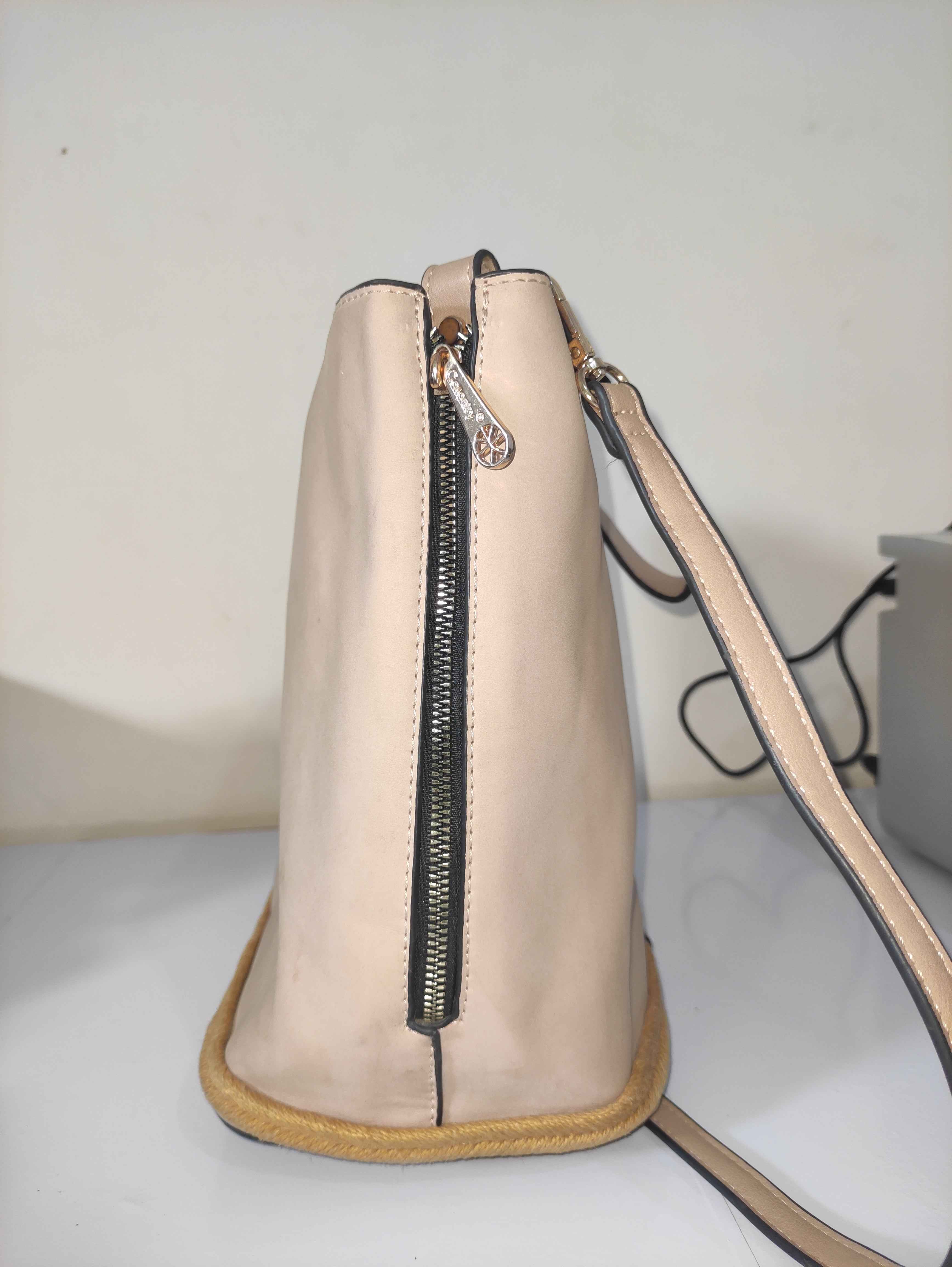 Beige Top Handle Bag