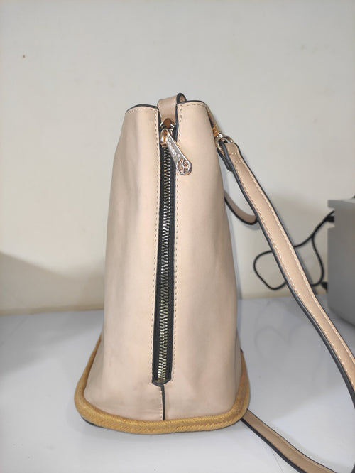 Beige Top Handle Bag