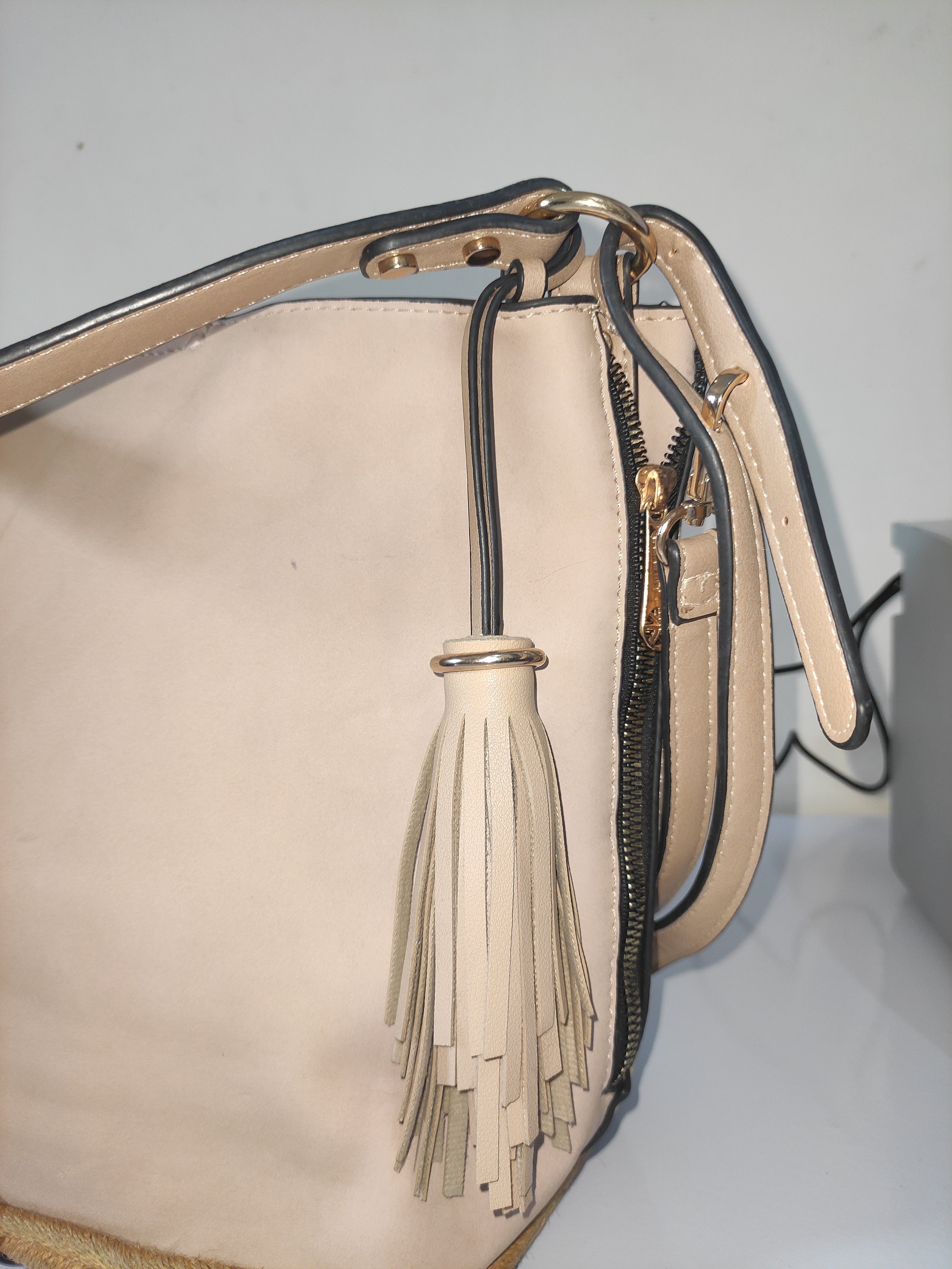 Beige Top Handle Bag