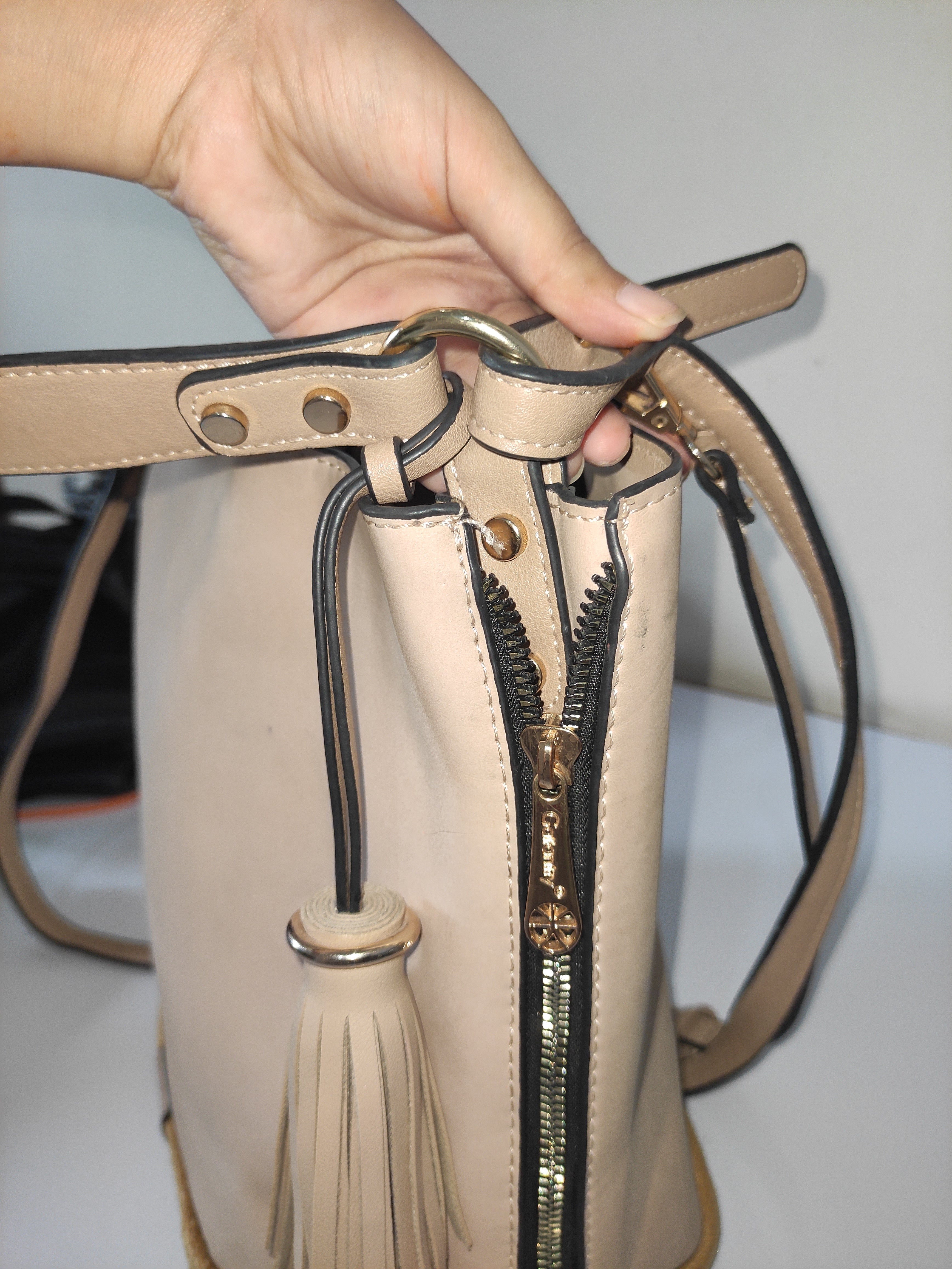 Beige Top Handle Bag