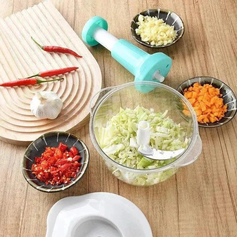 Kitchen Push Chopper Multicolor ABS Plastic Vegetable Cutter