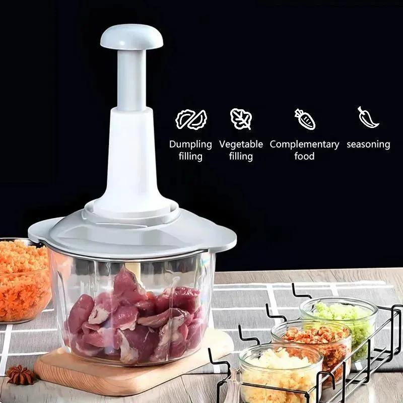 Kitchen Push Chopper Multicolor ABS Plastic Vegetable Cutter