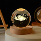3D Galaxy Crystal Ball Night Light – Astronaut, Moon & Planet Glow Lamp